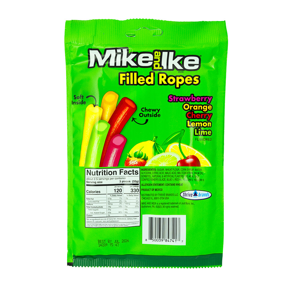 Mike and Ike Filled Ropes 3oz - 12 Pack  Nutrition Facts Ingredients
