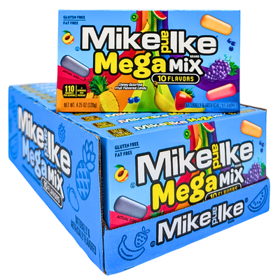 Mike and Ike Mega Mix 10 Flavors Candy Theater Box 4.25oz - 12 Pack