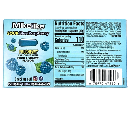MIke and Ike Sour Blue Raspberry Theater Box 4.25oz  - 12 Pack