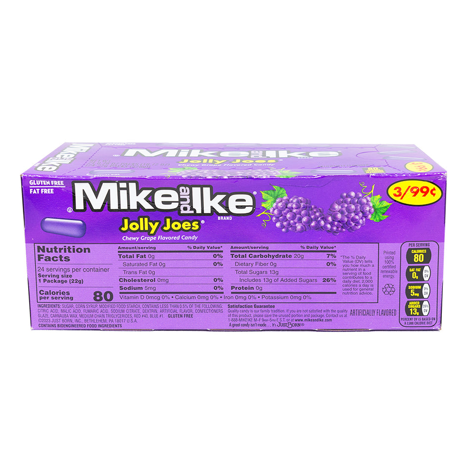 Mike and Ike Jolly Joes - 24 Pieces - 16 Pack  Nutrition Facts Ingredients
