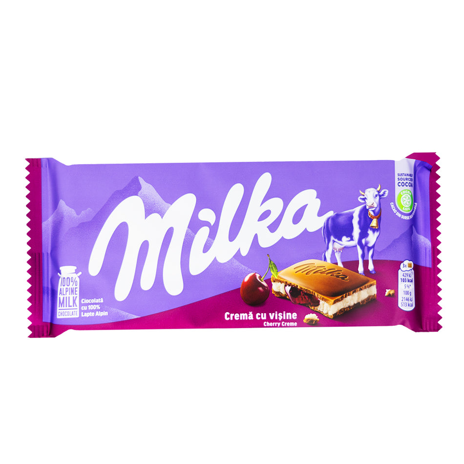 Milka Cherry Creme Milk Chocolate Bar 100g - 22 Pack