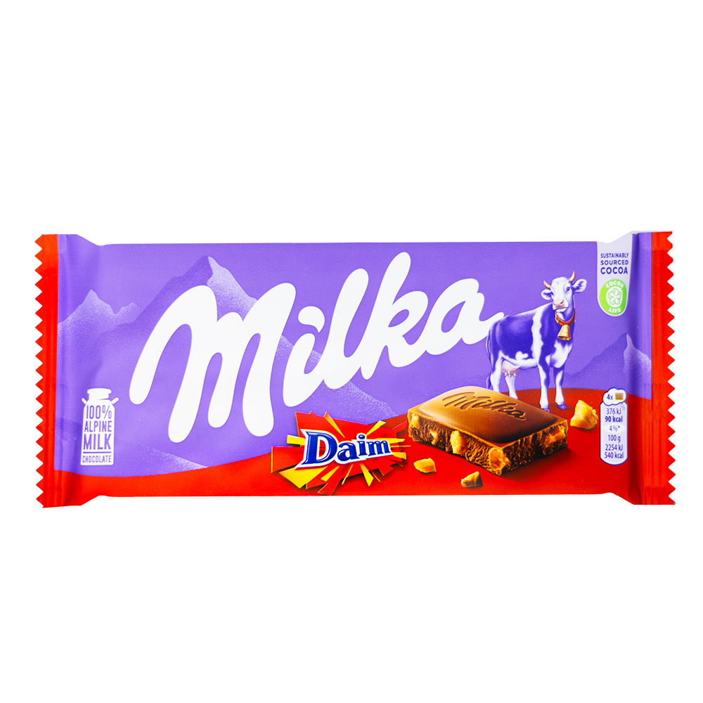 Milka Daim Milk Chocolate Bars 100g - 22 Pack