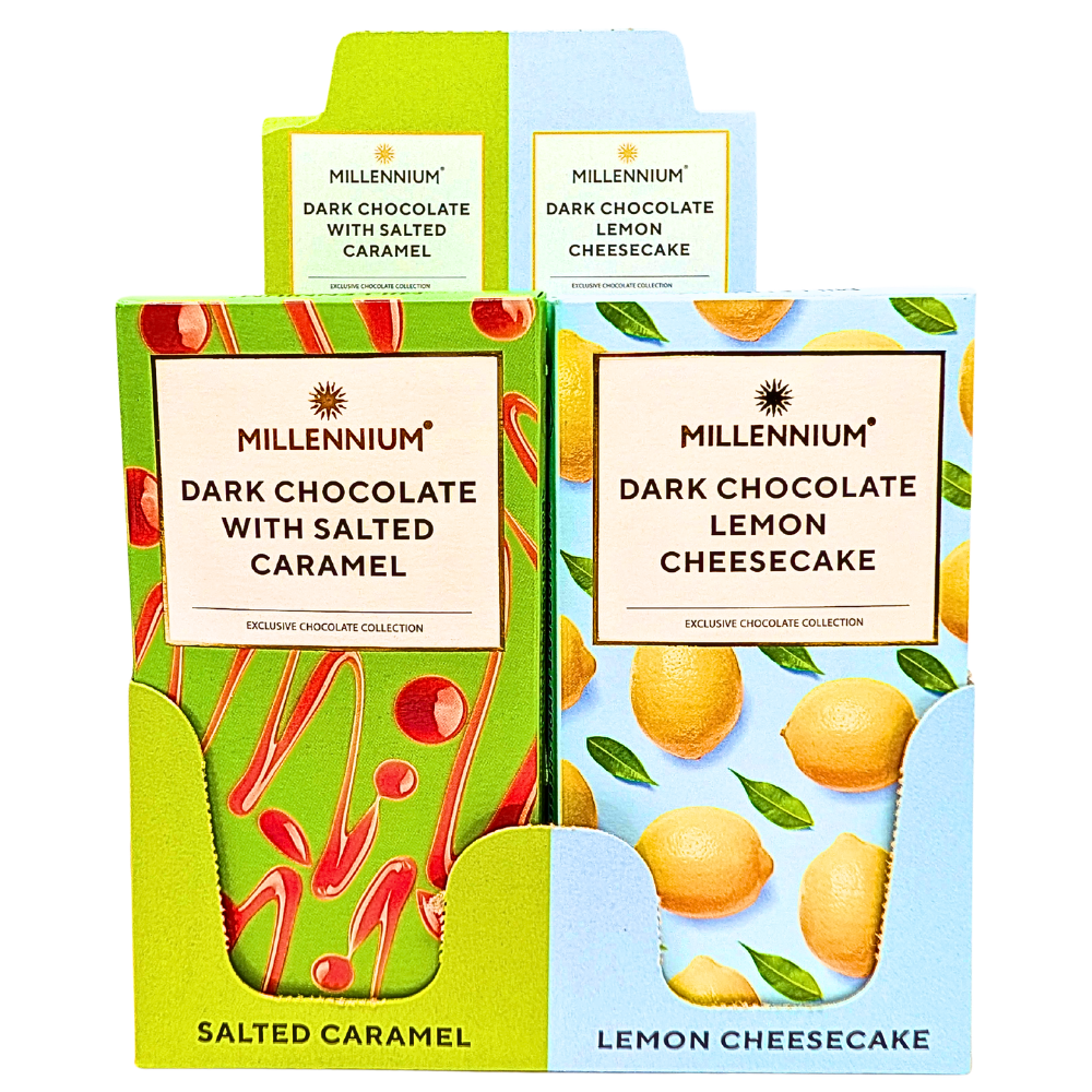 Millenium Chocolates Millennium Dark Chocolate Lemon Cheesecake & Salted Caramel - 26 Bars