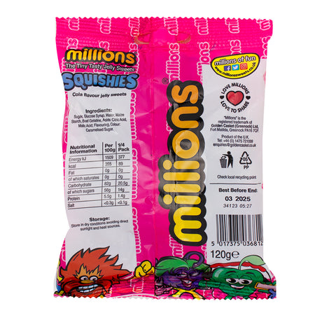 Millions Squishies Cola Flavour (UK) 120g - 12 Pack   Nutrition Facts Ingredients