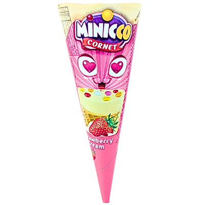 Minicco Cornet Strawberry Cream 25g (Turkey) - 24 Pack