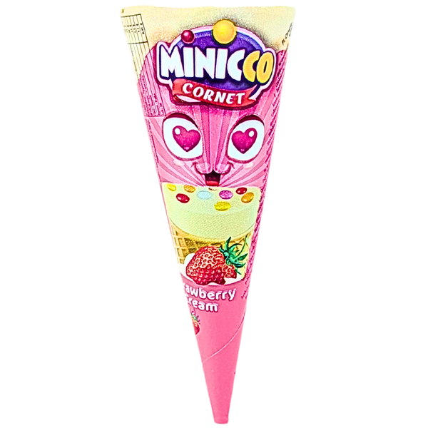 Minicco Cornet Strawberry Cream 25g (Turkey) - 24 Pack