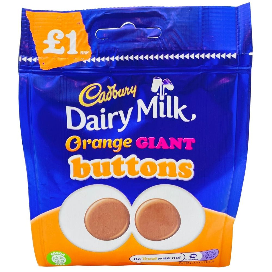 Cadbury Dairy Milk Giant Buttons Orange (UK) 95g - 10 Pack - British Chocolate - Cadbury Dairy Milk - Candy Store