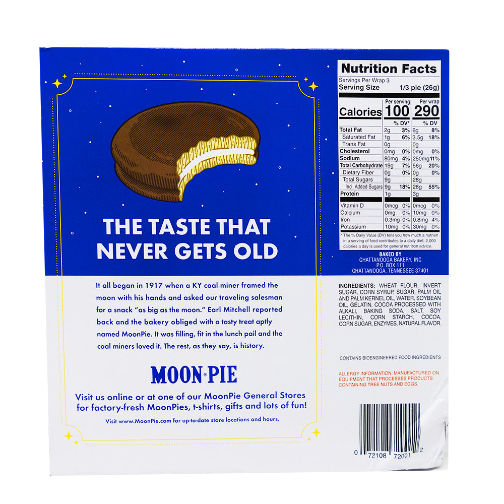 Moon Pie Chocolate - 12 Pack  Nutrition Facts Ingredients
