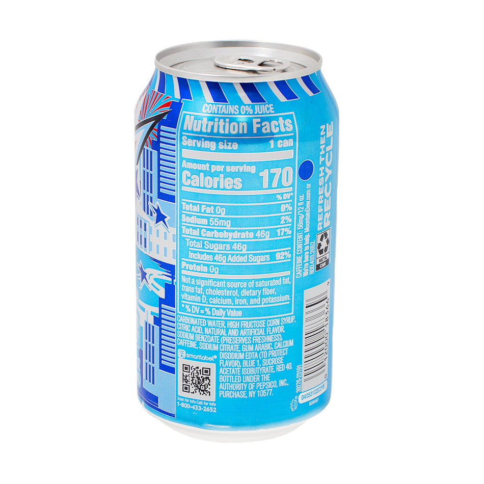 Mountain Dew Liberty Chill 355mL - 12 Pack   Nutrition Facts Ingredients