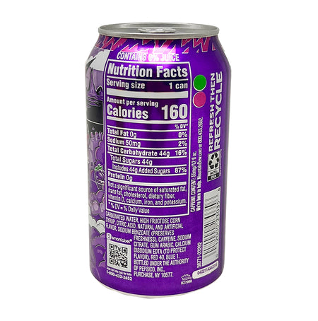 Mountain Dew Purple Thunder Soda 355mL- 12 Pack  Nutrition Facts Ingredients