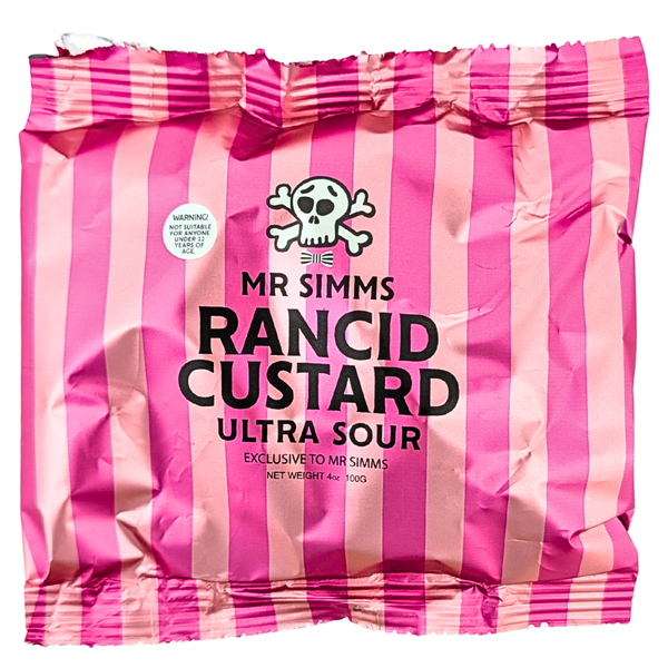 Mr Simms Rancid Custard Ultra Sour 100g (UK) - 24 Pack