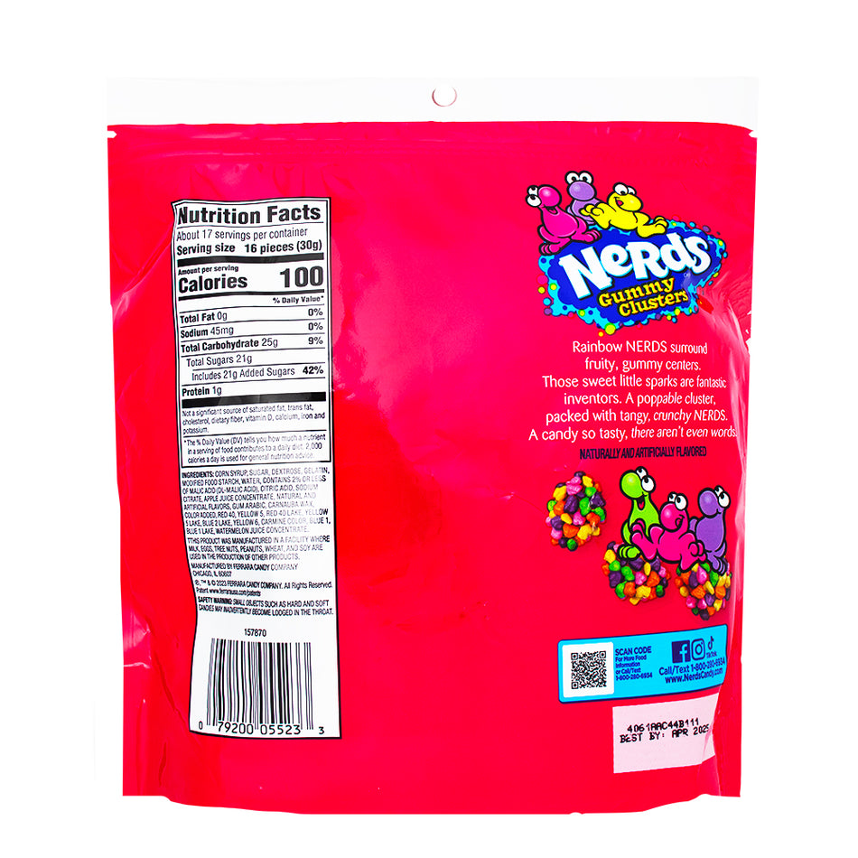 Nerds Gummy Clusters Rainbow Family Size 18.5oz - 5 Pack   Nutrition Facts Ingredients