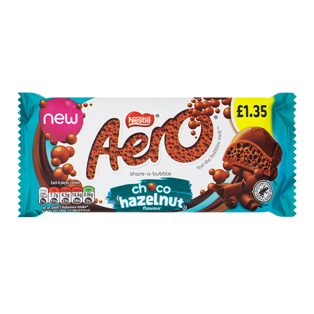 Aero Chocolate Hazelnut Sharing Bar (UK) 90g- 15 Pack