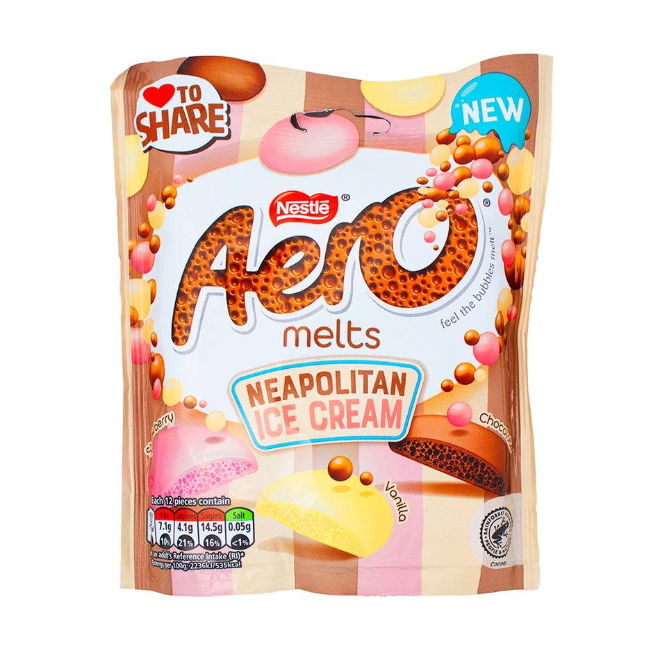 Aero Melts Neapolitan Ice Cream Chocolate (UK) 86g - 8 Pack