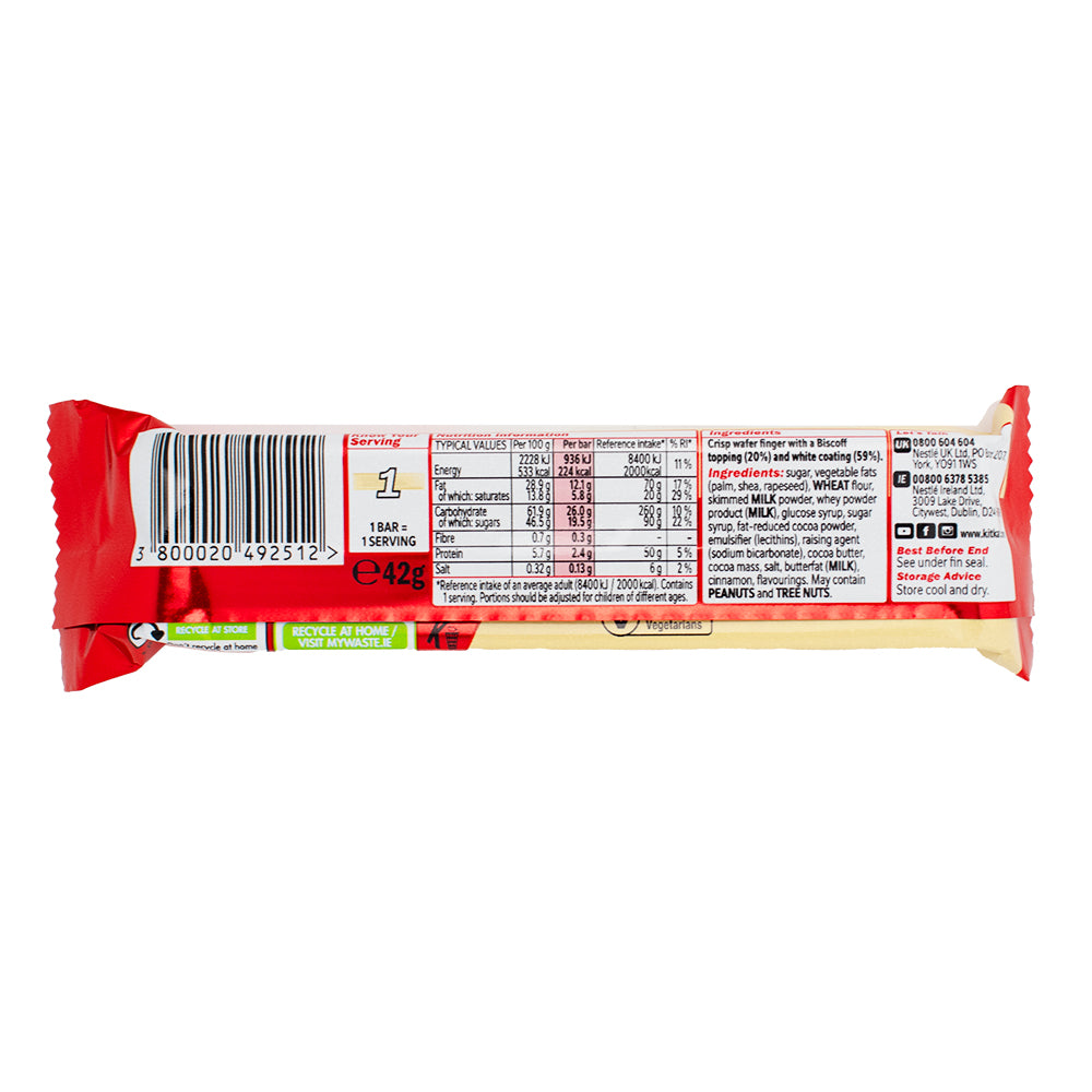 Nestle Kit Kat Chunky White with Lotus Biscoff (UK) 42g - 24 Pack  Nutrition Facts Ingredients