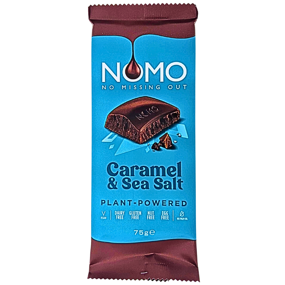 NOMO Vegan Caramel & Sea Salt Chocolate Bar 75g (UK) - 14 Bars