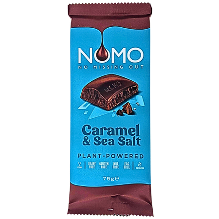 NOMO Vegan Caramel & Sea Salt Chocolate Bar 75g (UK) - 14 Bars