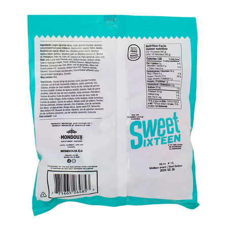 Sweet Sixteen Orignal 185g ingredients nutrition facts