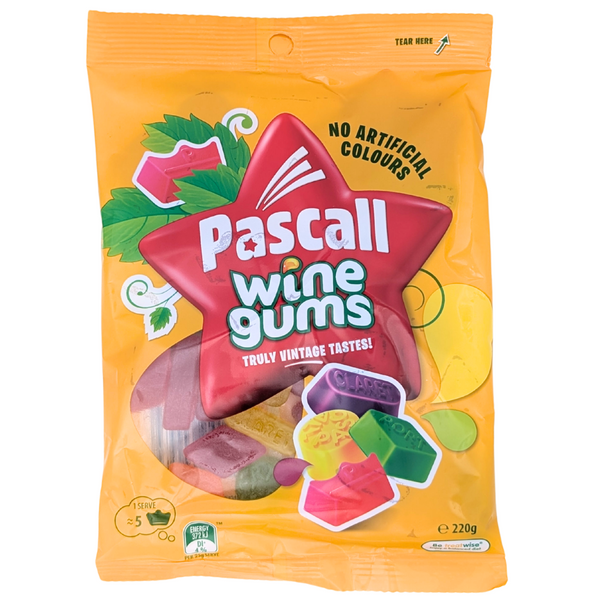 Pascall Wine Gums 220g (Australia) -18 Pack