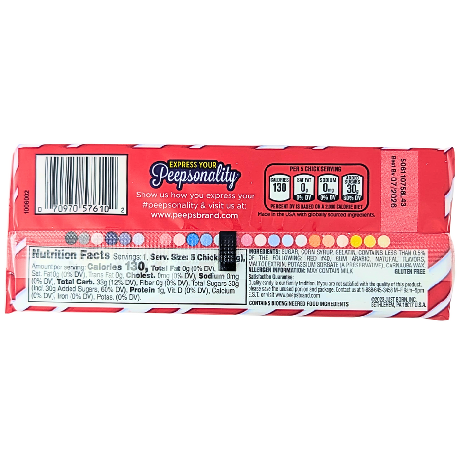 Peeps Candy Cane Marshmallow Chicks 1.5oz - 24 Pack