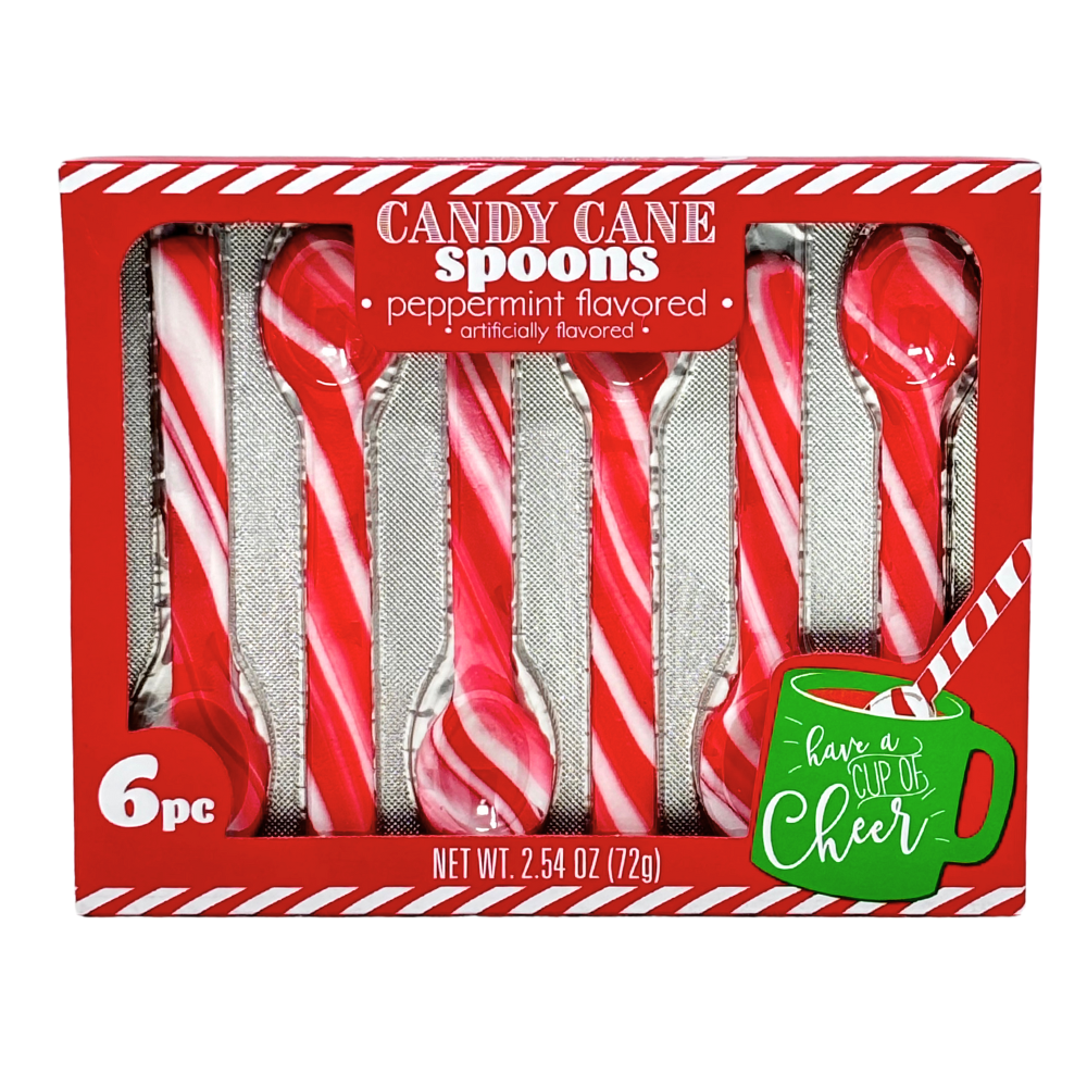 Peppermint Candy Cane Spoons 6 Count - 12 Pack
