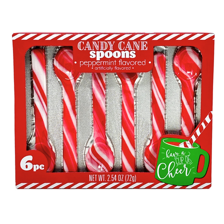 Peppermint Candy Cane Spoons 6 Count - 12 Pack