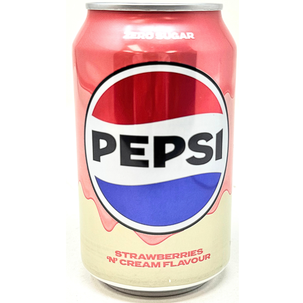Pepsi Strawberries 'N' Cream Zero Sugar 330mL (UK) - 24 Pack