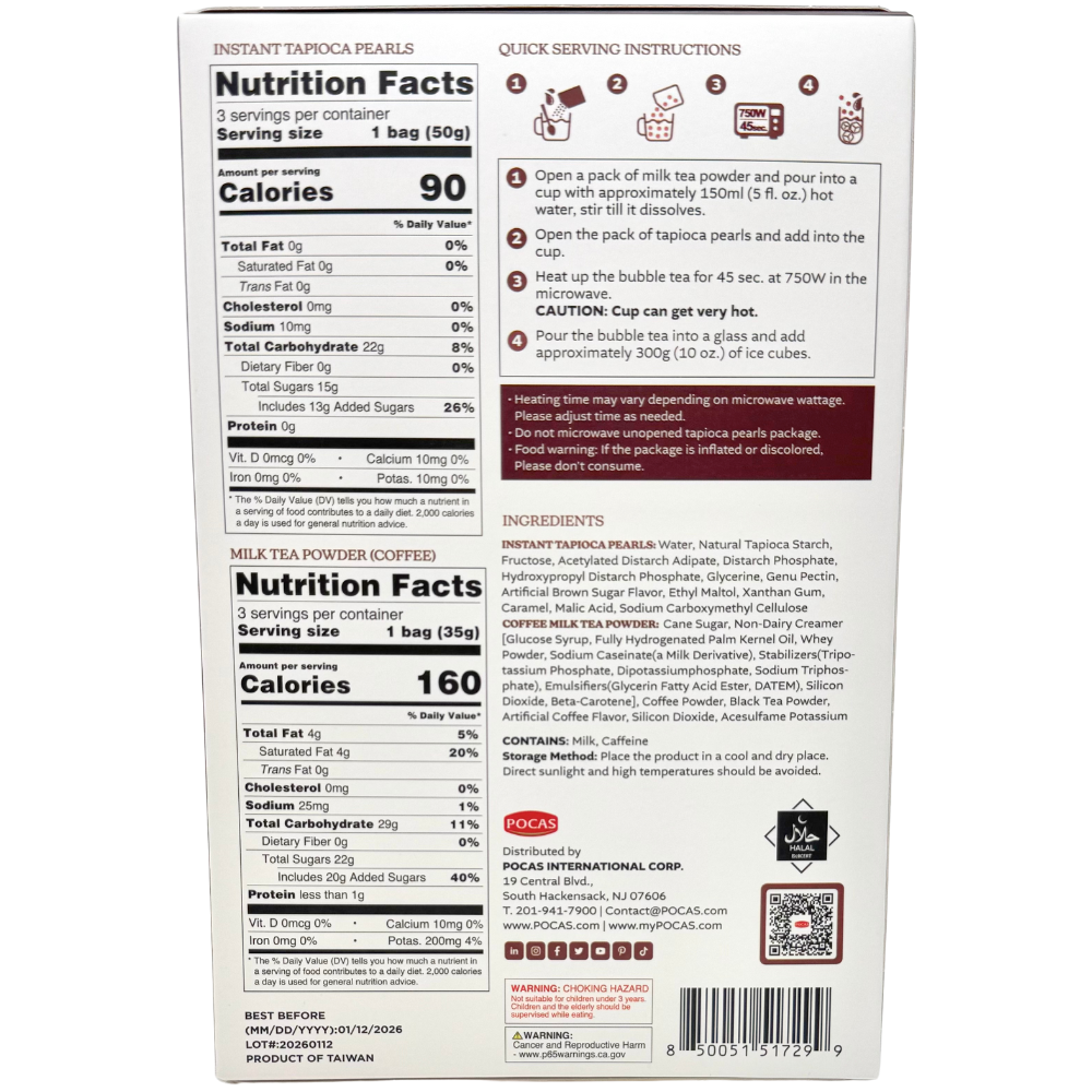 Pocas DIY Bubble Tea Kit Coffee 3 Pack 9oz - 12 Pack