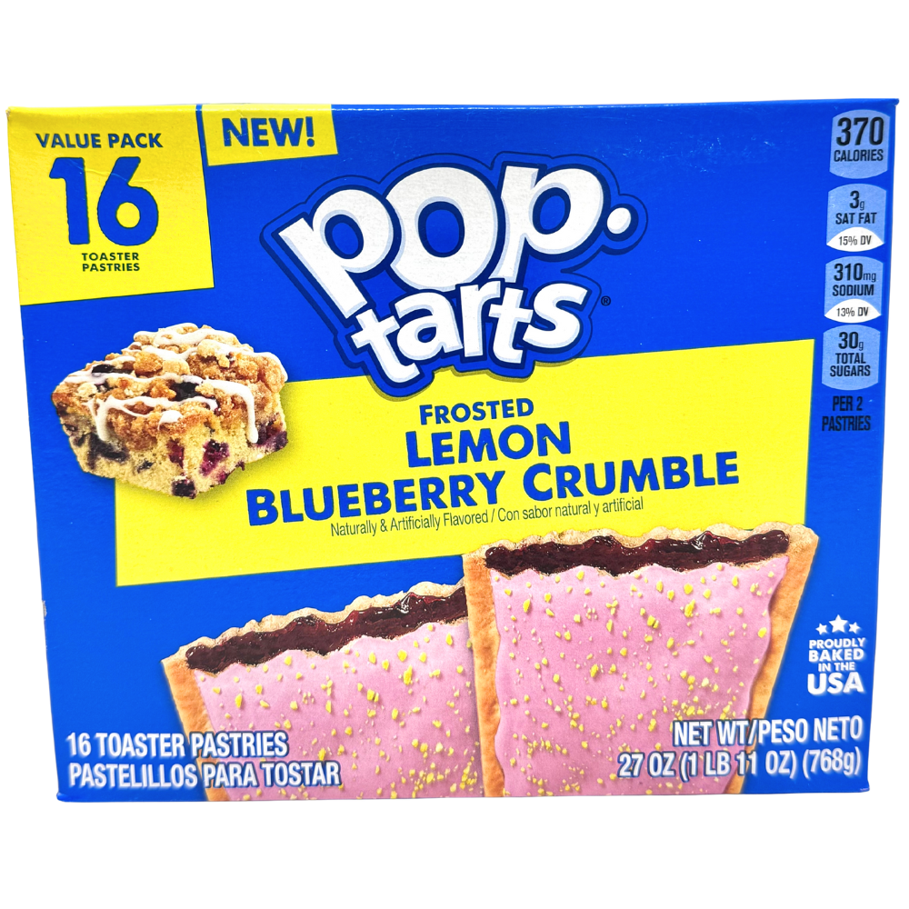 Pop-Tarts Frosted Lemon Blueberry Crumble 16 Pack 768g - 1 Box