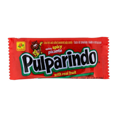 De La Rosa Pulparindo Tamarind Candy Extra Spicy 20ct (Mexico) - 1 Box - Candy Store - Mexican Candy - Tamarind Candy - Spicy Candy