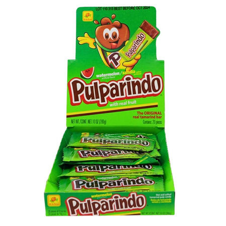 De La Rosa Pulparindo Tamarind Candy Watermelon 20ct (Mexico) - 1 Box - Mexican Candy - Candy Store - Wholesale Candy - Tamarind Candy