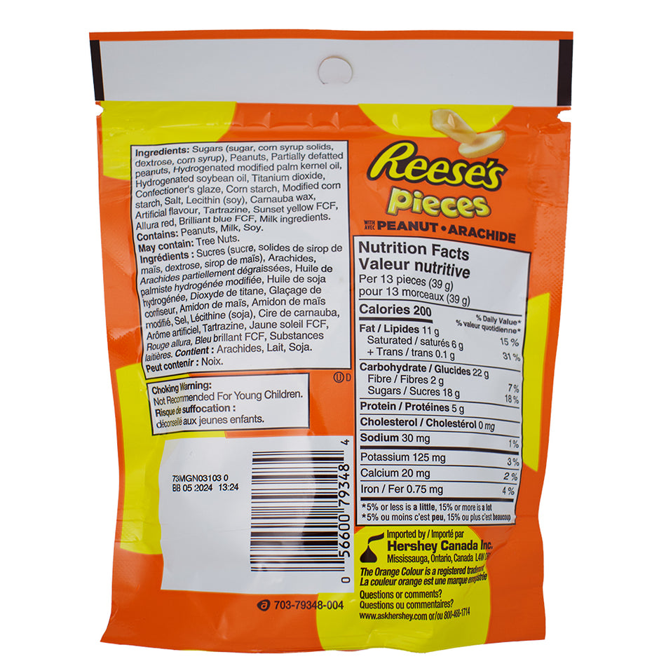 Reese's Pieces Peanut Candy 200g - 12 Pack  Nutrition Facts Ingredients