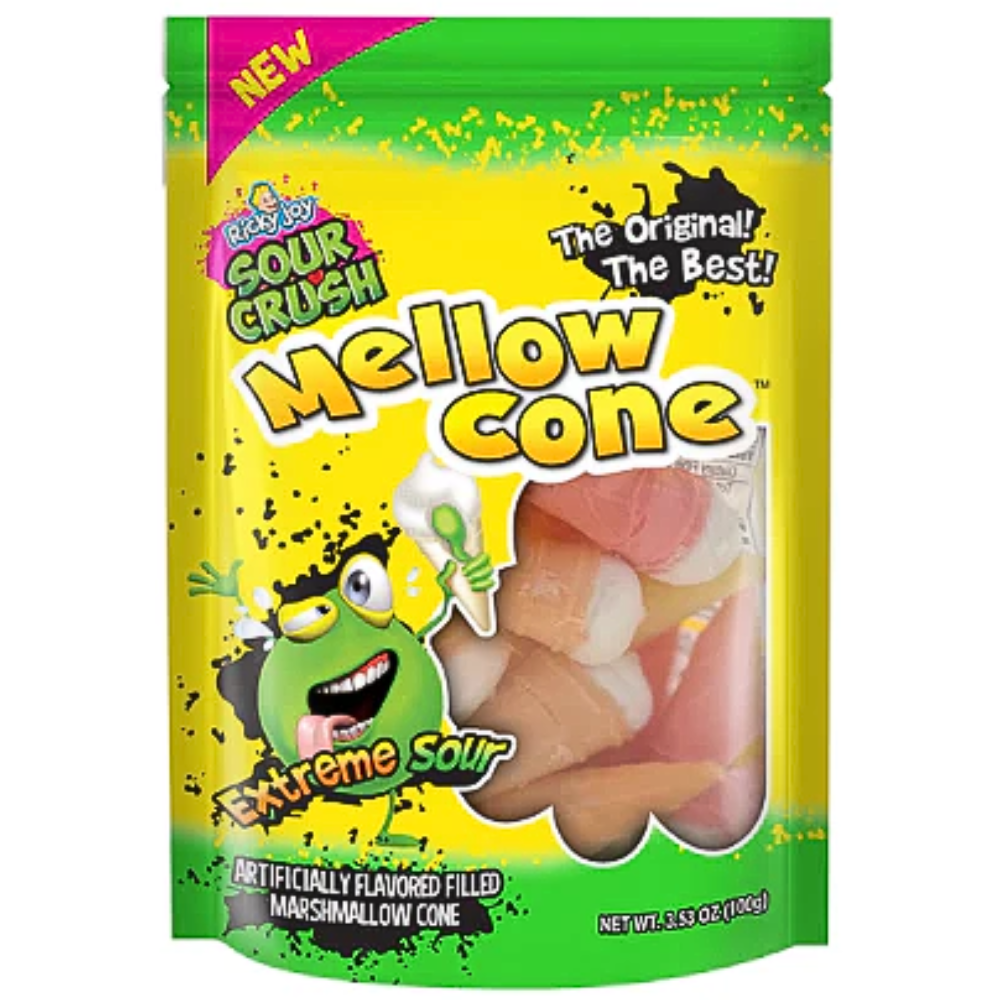 Ricky Joy Mellow Cone Extreme Sour 3.53oz - 18 Pack | iWholesale Candy