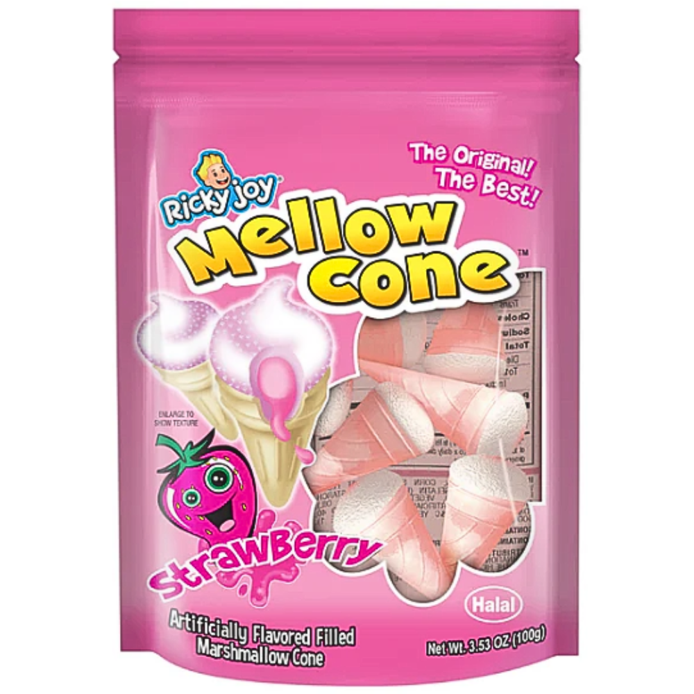 Ricky Joy Mellow Cone Strawberry 3.53oz - 18 Pack
