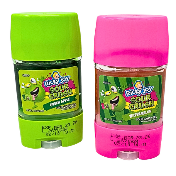 Ricky Joy Sour Crush Candy Gel Watermelon/ Green Apple 1.59oz - 12 Pack