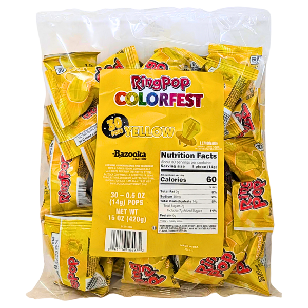 Ring Pop Colorfest Yellow Lemonade 30pc 15oz - 1 Pack