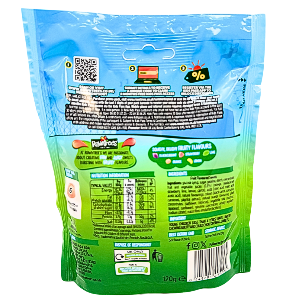 Rowntree's Fruit Pastilles Squidgers 120g (UK) - 9 Pack