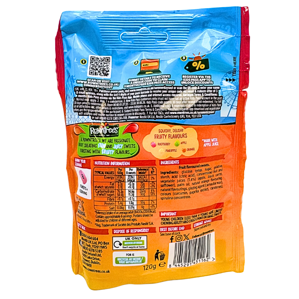 Rowntree's Jelly Tots Squidgers 120g (UK) - 9 Pack