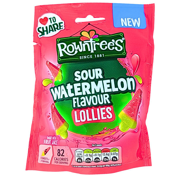 Rowntree's Sour Watermelon Flavour Lollies 130g (UK) - 9 Pack