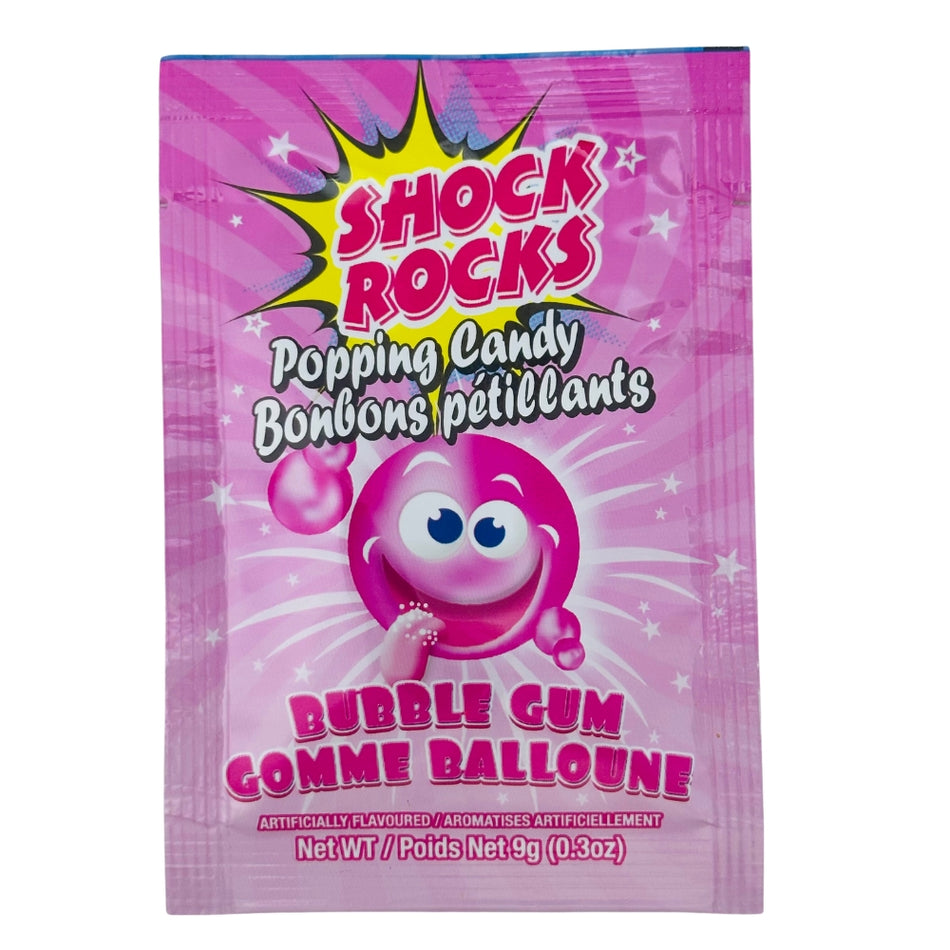 Shock Rocks Bubblegum Popping Candy 9g - 24 Pack - Shock Rocks - Popping Candy - Canadian Candy - Shock Rocks Popping Candy - Bubble Gum