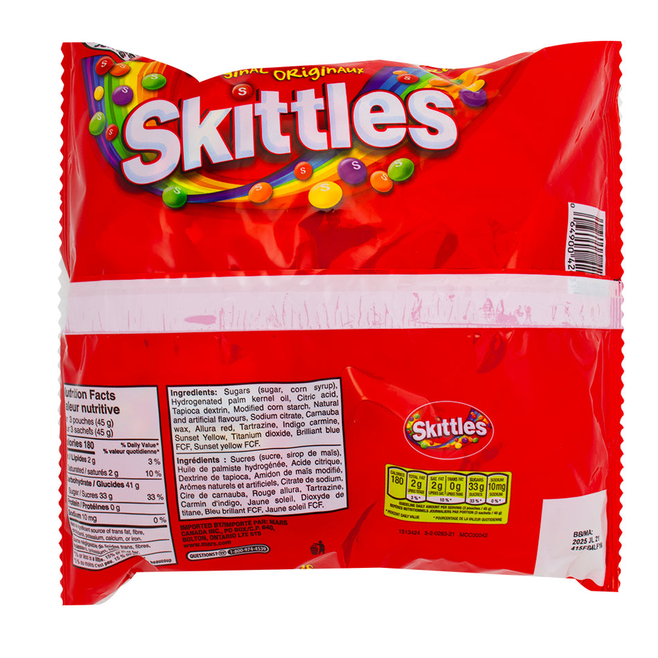 Skittles Fun Size 20ct - 1 Bag  Nutrition Facts Ingredients