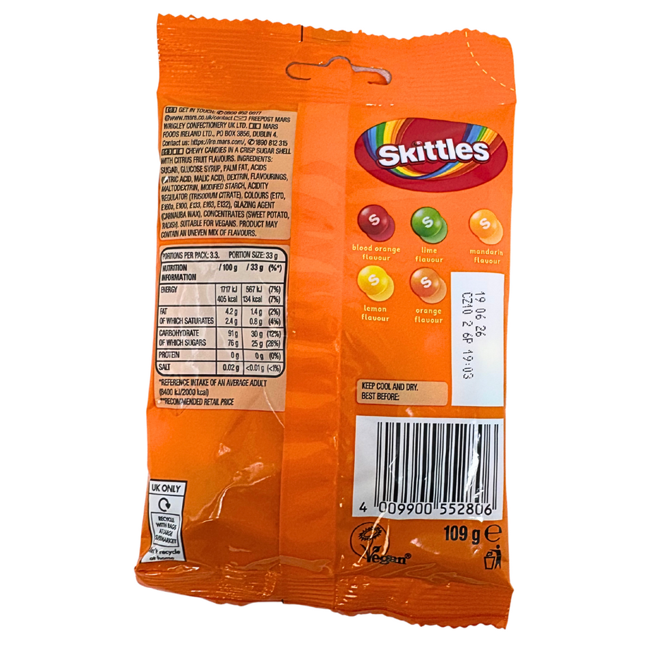 Skittles Citrus Pouch 136g (UK) - 15 Pack