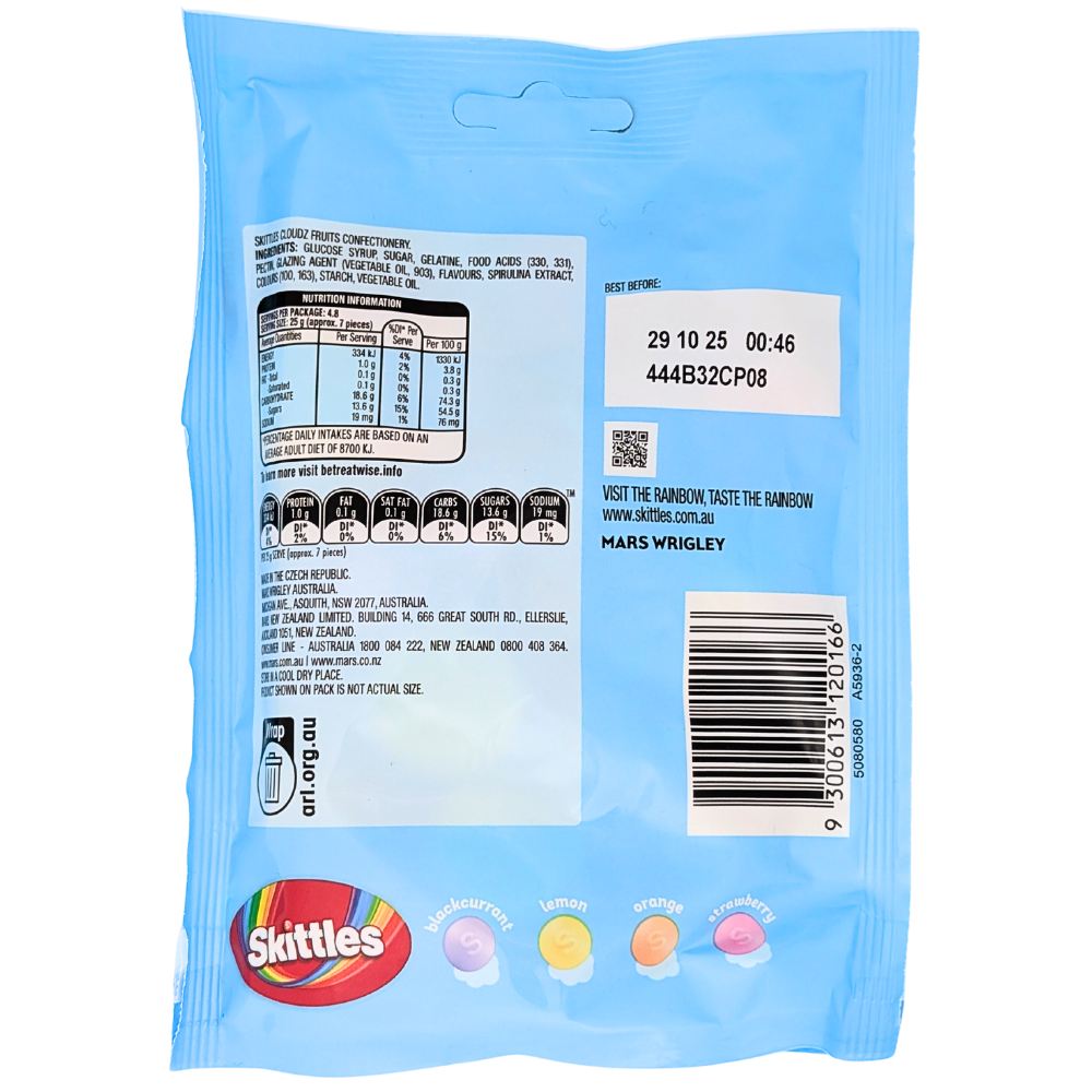 Skittles Cloudz Fruits 120g (Australia) - 16 Pack