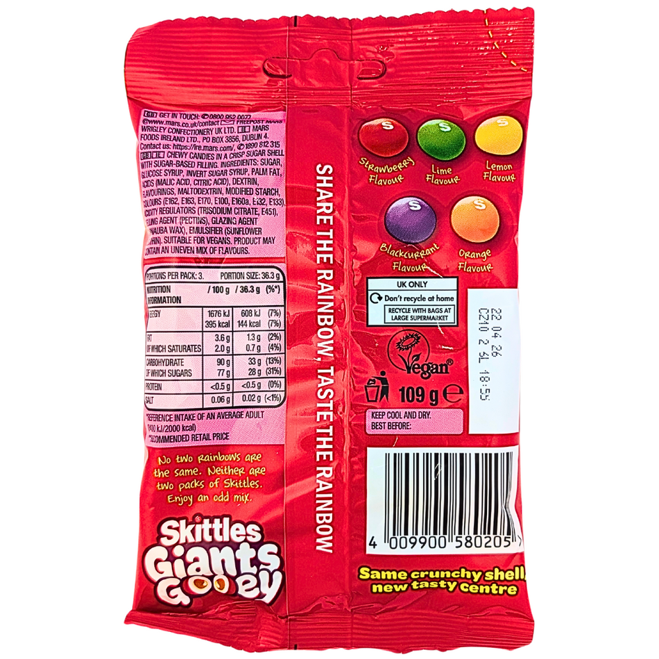 Skittles Giants Gooey Candy (UK) 109g - 12 Pack