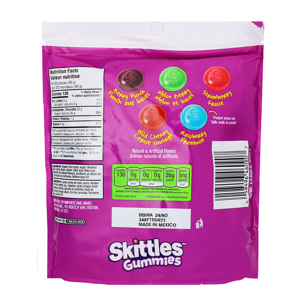 Skittles Gummies Berry 280g - 12 Pack   Nutrition Facts Ingredients