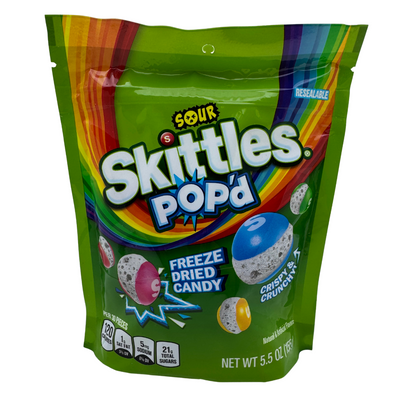 Skittles Pop'd Sour Freeze Dried Pouch 5.5oz - 8 Pack