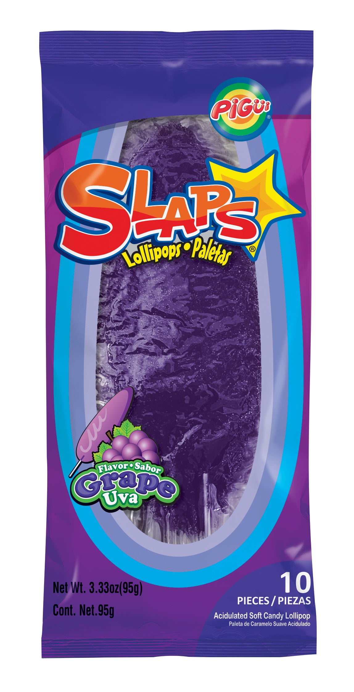 Slaps Grape Lollipops 95g - 24 Pack