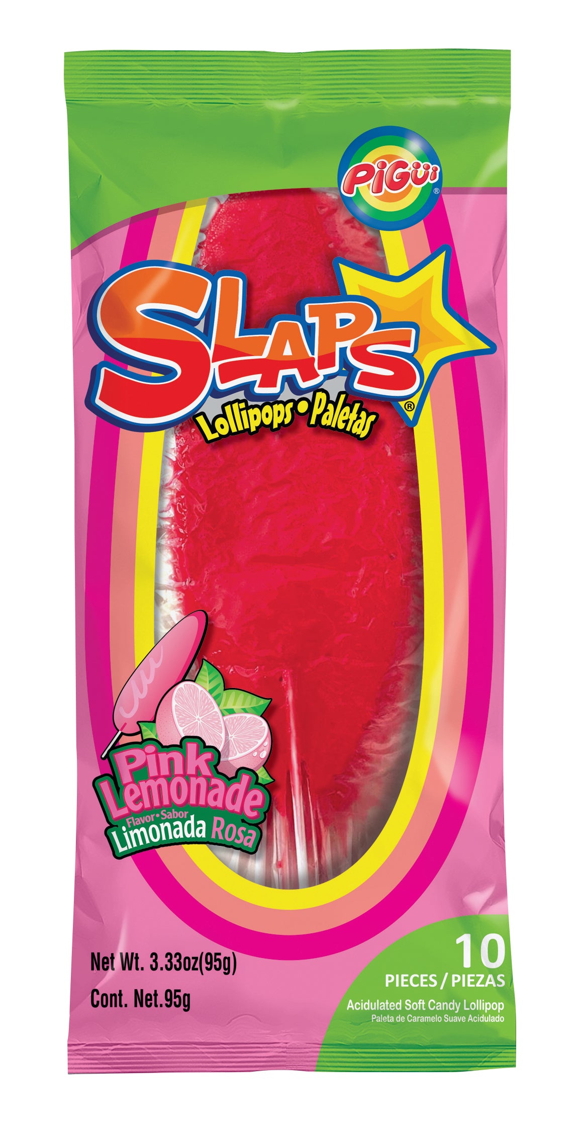Slaps Pink Lemonade Lollipops 95g - 24 Pack