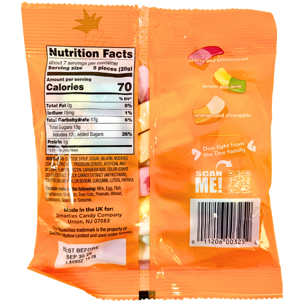 Smarties Squashies Mixed Fruit 142g - 12 Pack