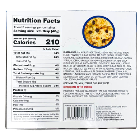 Snickers Spoonable Cookie Dough 4oz ingredients nutrition facts